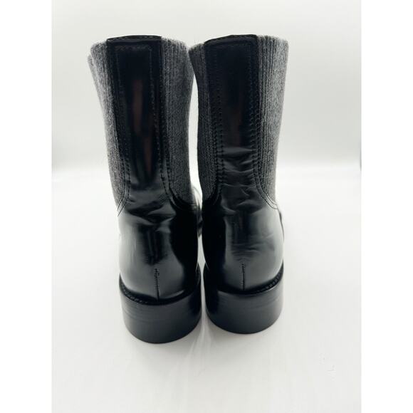 NWB J. Crew Black Italian Leather Rib-Cuff Chelsea Ankle Boots Pull On Shoes 9.5 - Picture 7 of 10